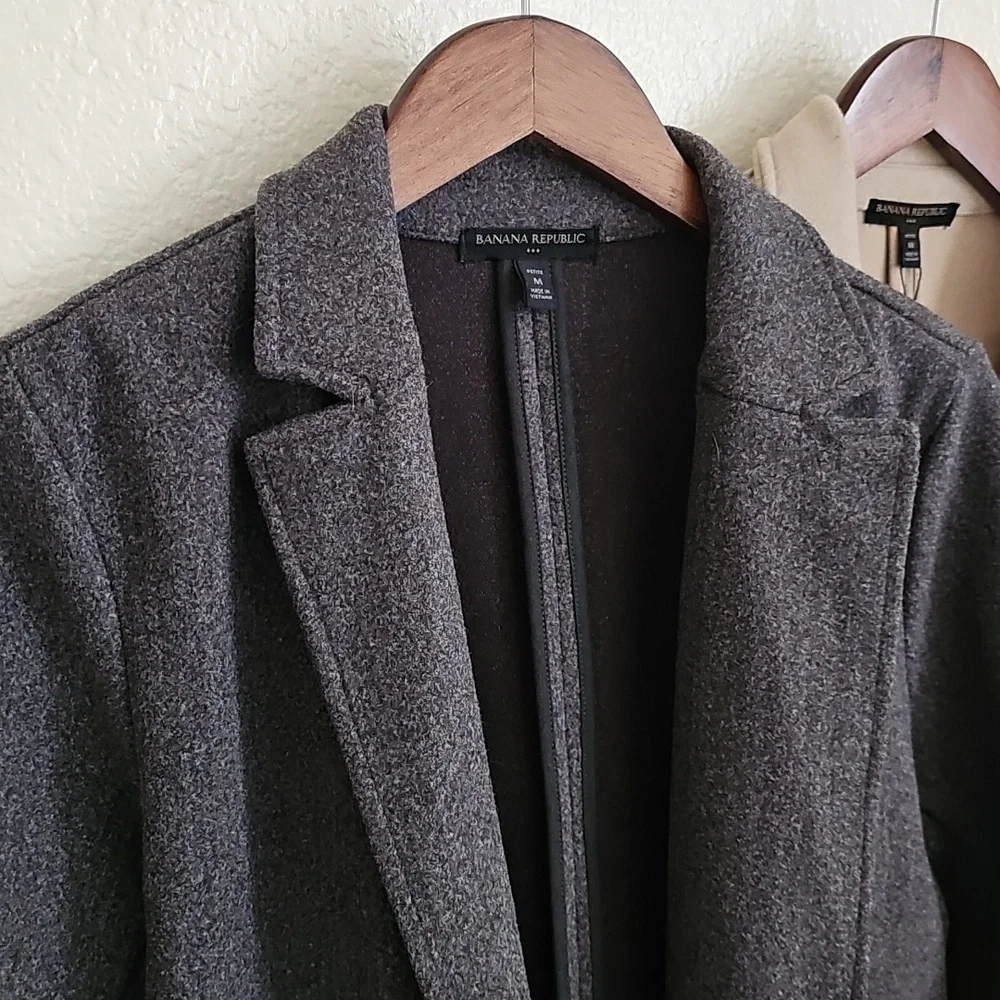 Banana Republic Factory Women's Open Front Jacket Coat Petite Medium PM Gray - Picture 2 of 5